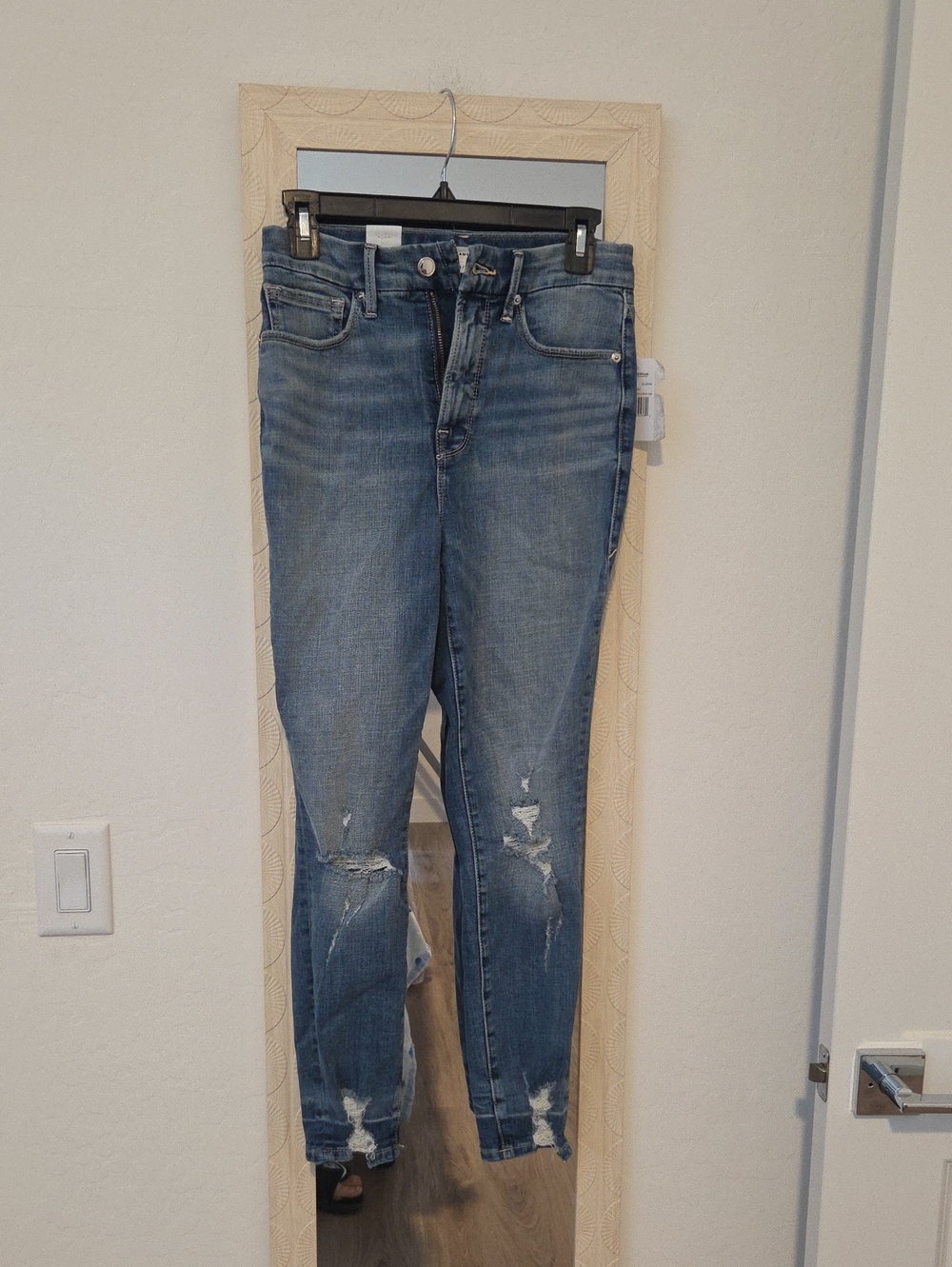 Good American Light Blue Distressed Skinny Jeans